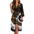 thumbnail image 1 of Yuyamidu Music Note Womens Robes Piano V-Neck Bathrobe Trendy Long Sleeve Gowns for Women Comfy Sleepwear Dress Casual Housecoat Sexy Pajama Nightgowns Size L, 1 of 7