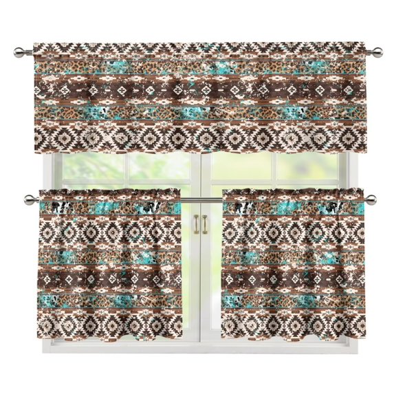 Yuyamidu Navajo Kitchen Curtains and Valances 3 Panel Set Retro Bathroom Window Curtain with Rod Pocket Easy to Install Window Treatment Tiers 2025
