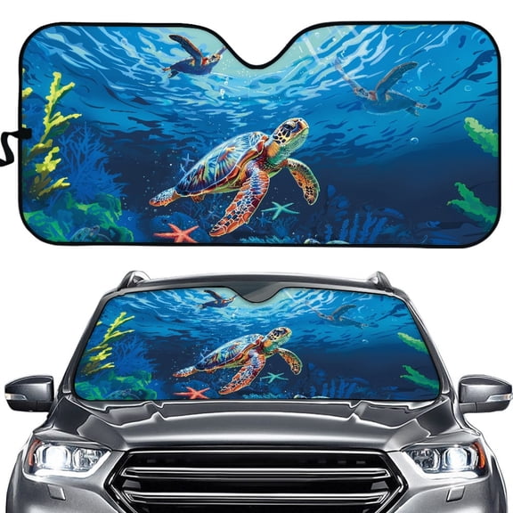 Yuyamidu Ocean Turtle Car Sunshades for Windshield Sun Shade Foldable Auto Front Window Sunshade for Car SUV Truck Van Accessories UV Protection Keep Your Vehicle Cool