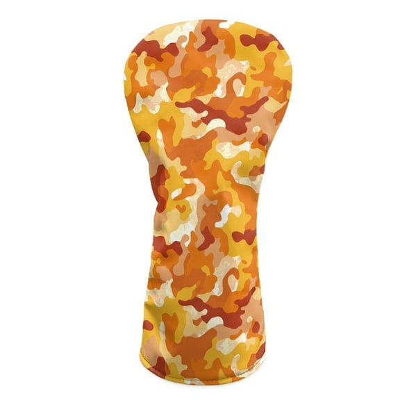 Yuyamidu Orange Camo Golf Club Cover for Driver Fairway Wood Hybrid Club, Camouflage Golf Headcover Stylish Protection for Your Clubs for Women Men