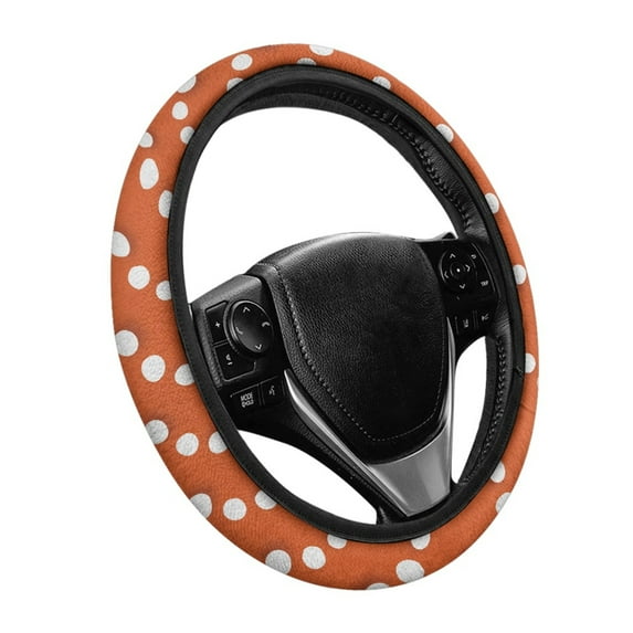 Yuyamidu Orange Polka Dots Steering Wheel Cover Warm Steering Wheel Decorative Accessory for Auto Sedan 15 Inch Winter Car Wheel Protector Flannel Case