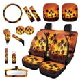 thumbnail image 1 of Yuyamidu Orange Sunset Car Seat Cover 16 PCS Auto Front Back Seat Cover Coconut Tree Steering Wheel Cover Handbrake Sets Seat Belt Pads Car Sun Shade Rearview Mirror Cover Cup Holder Keychains, 1 of 7