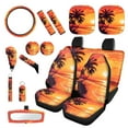 thumbnail image 1 of Yuyamidu Orange Sunset Car Seat Cover for SUV Truck Steering Wheel Cover Seaside Car Shade Seat Belt Strap Pad Handbrake Gear Shift Knob Cover Rearview Mirror Accessory Cup Holder Key Chain 16 Pack, 1 of 7