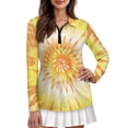 thumbnail image 1 of Yuyamidu Orange Yellow Long Sleeve Golf Shirts for Woman Whilpool Tie Dye Athletic Tennis Shirts Trendy Quarter Zip Workout Shirts Size XS, 1 of 8