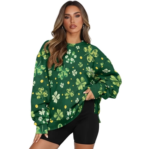 Yuyamidu Oversized Graphic Sweatshirt for Women St. Patrick's Day Trendy Women's Novelty Sweatshirts with Pocket Long Sleeve Pullover Crewneck Loose Fit Shirt Home Office Party Clothing S