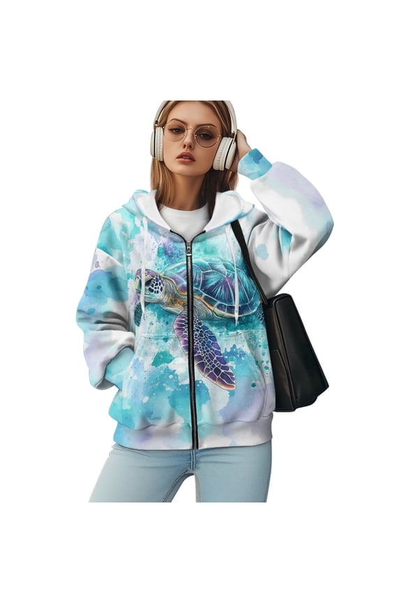 Oversized Hoodies for Women Sweatshirt Animal Hoodie Sea Turtle Womens Zip Up Hoodies Cute Sweatshirt Womens Jackets Casual with Hood Lightweight Workout Hoodie