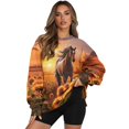 thumbnail image 1 of Yuyamidu Oversized Sweatshirt for Women Casual Sport Tops Loose Fit Pullover Horse Sunflower Crewneck Hoodie Sweatshirts with Pocket Long Sleeve Shirt Tees Yoga Running Hiking Clothing 3XL, 1 of 7
