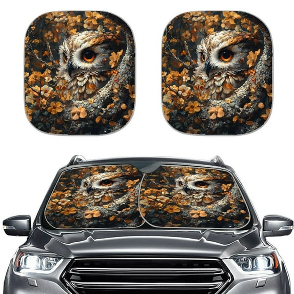 Yuyamidu Owl Car Sun Shade Windshield Accessories 2 Pieces Camo Hunting Sun Shade Windshield for Auto SUV Truck Sedan Foldable Car Front Window Shades
