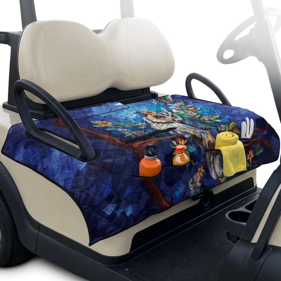 Yuyamidu Owl Golf Cart Seat Covers for 2-Person Seats Blue Night Golf Cart Towel Seat Covers with Front Pockets Club Car Golf Cart Accessories