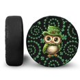 thumbnail image 1 of Yuyamidu Owl Spare Tire Cover Green Leaf Tyre Cover St. Patrick's Day RV Wheel Covers for Jeep SUV Camper Travel Trailer Accessories with Elastic Band, 1 of 5