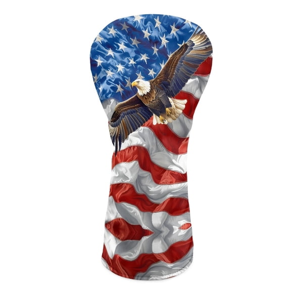 Yuyamidu PU Leather Golf Club Head Cover American Flag Golf Head Covers Eagle Driver Headcover Fairway Wood Head Cover Hybrid Headcover