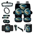 thumbnail image 1 of Yuyamidu Panda Car Seat Cover for Sedan SUV Moon Steering Wheel Cover Seatbelt Pads Blue Flower Handbrake Cover Gear Shift Knob Cover Trash Can Armrest Cover Rearview Mirror Cover Coasters, 14 Pack, 1 of 7