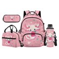 thumbnail image 1 of Yuyamidu Pink Axolotl 4Pcs School Backpack Set for Girls Strawberry Elementary Bookbag with Lunch Box Pencil Case Water Bottle Sleeve 17 Inch Kids Rucksack Daypack, 1 of 7