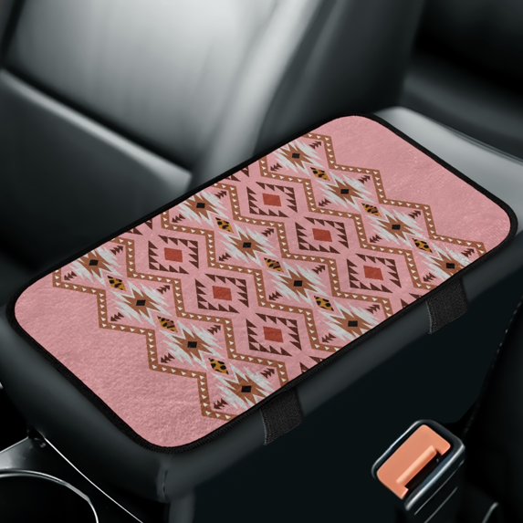Yuyamidu Pink Aztec Car Center Console Cover Aztec Western Auto Armrest Pad Winter Warm Car Arm Rest Cover for Most Vehicles Interior Decorative Accessories