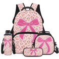 thumbnail image 1 of Yuyamidu Pink Bow Backpack for Girls 10-12 Leopard Print Bookbag with Lunch Box Pencil Pouch and Water Bottle Sleeve Elementary School Bag Set 17 Inch Travel Backbag Front Pockets Rucksack 4pcs, 1 of 8