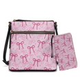 thumbnail image 1 of Yuyamidu Pink Bow Crossbody Bag Purse Set for Women, PU Leather 2 Pieces Handbag Sling Bag with Adjustable Shoulder Strap, Matching Wallet, Ideal for Holiday Gatherings, Daily Use, 1 of 8
