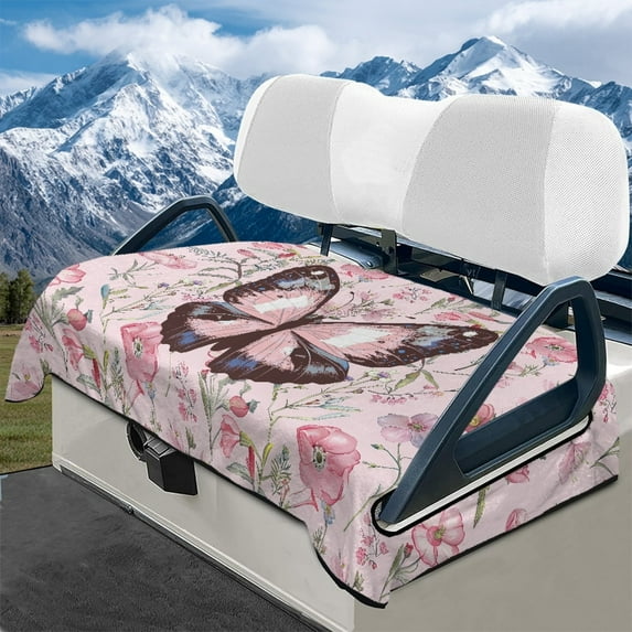 Yuyamidu Pink Butterfly Golf Cart Seat Covers Winter Warm Golf Cart Seat Towel Blanket Fits in Club Car Other 2-Seat Golf Carts Decoration