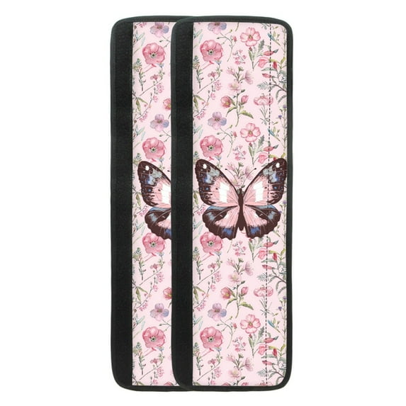 Yuyamidu Pink Butterfly Refrigerator Door Handle Cover 2 Piece Floral Fridge Door Handle Protective Cover Anti-Scratch Kitchen Appliance Protective Gloves for Ovens Dishwashers