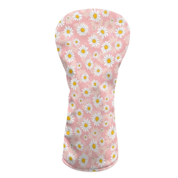 Yuyamidu Pink Daisy Golf Ball Golf Club Head Covers for Drivers, Fairway Woods, and Hybrids, Waterproof Leather Head Covers Women Golf Headcover with Soft Lining