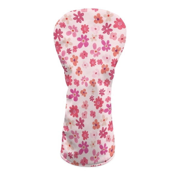 Yuyamidu Pink Flowers Golf Club Head Cover Pink Floral Golf Head Protective Cover Waterproof PU Leather Driver Fairway Wood Hybrid Head Cover for Women