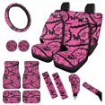 thumbnail image 1 of Yuyamidu Pink Gothic Car Accessories Sets Butterfly Car Seat Covers Car Floor Mats Steering Wheel Cover Seatbelt Shoulder Pad Handbrake Cover Gear Shift Knob Cover Coasters 15 PCS, 1 of 6