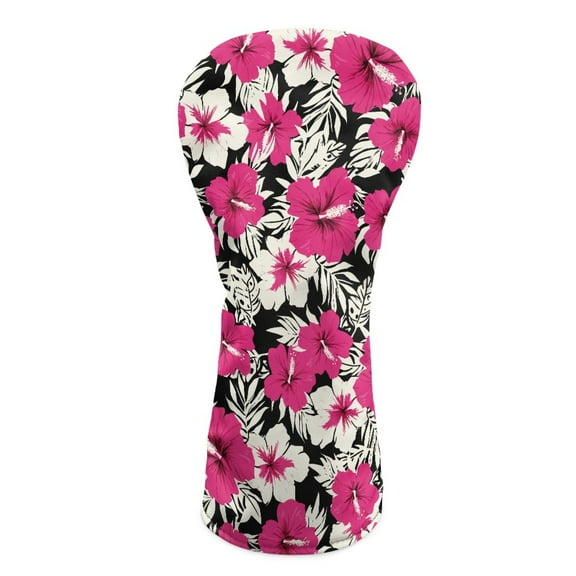Yuyamidu Pink Hibiscus Golf Head Covers, Tropical Golf Club Covers Driver Headcovers, Fairway Woods Head Covers, Hybrids Headcover with Soft Lining for Golf Gifts