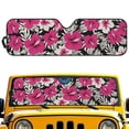 thumbnail image 1 of Yuyamidu Pink Hibiscus Windshield Sunshade for Jeep Wrangler, Foldable Sun Visor Windshield Shade Blocks UV Rays, Tropical Shade Heat Shield Compatible with Jeep Wrangler TJ JK JL 2/4 Door, 1 of 7