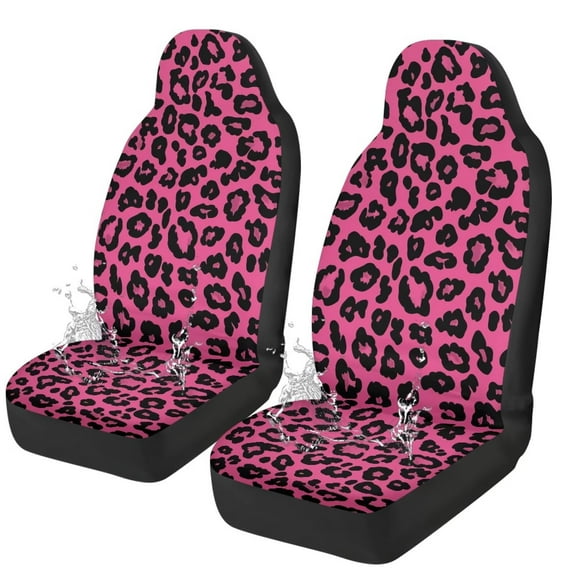 Yuyamidu Pink Leopard Car Seat Covers Waterproof Car Seat Covers Full Set of 2 Easy Installation Breathable Front Seat Cover Cars Accessories Suitable for Cars, SUV and Trucks
