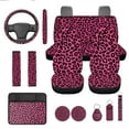 thumbnail image 1 of Yuyamidu Pink Leopard Print Car Seat Cover Full Set of 13 Fashion Steering Wheel Cover Seatbelt Pad Cup Holders Keychain Headrest Covers for SUV Van Truck, 1 of 6