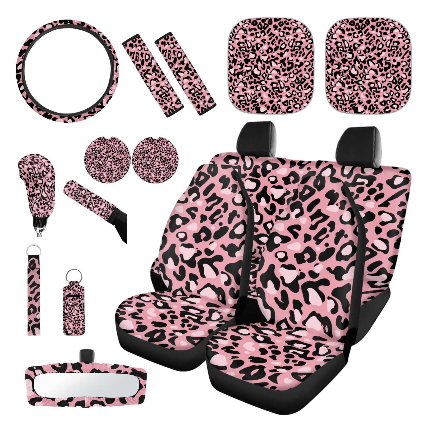 Jeiento Dog Paw Print Car Seat Covers Full Set Of 4 Bucket Seat Covers High Back Flexible Back Seat Protector Automobile Accessories Decor Universal Fit