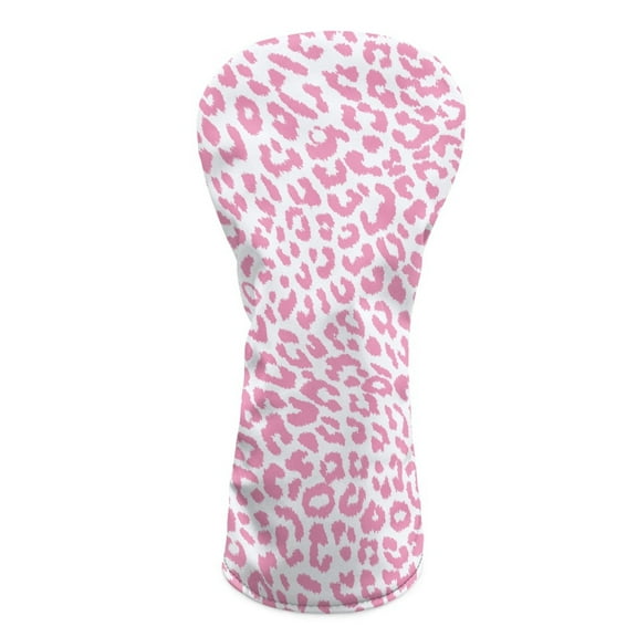 Yuyamidu Pink Leopard Print Golf Club Head Cover with Soft Lining Cute Hybrid Fairway Woods Driver Headcover PU Leather Golf Club Cover for Women Gift