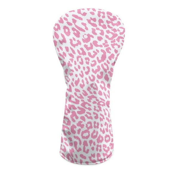 Yuyamidu Pink Leopard Print Golf Club Head Cover with Soft Lining Cute Hybrid Fairway Woods Driver Headcover PU Leather Golf Club Cover for Women Gift