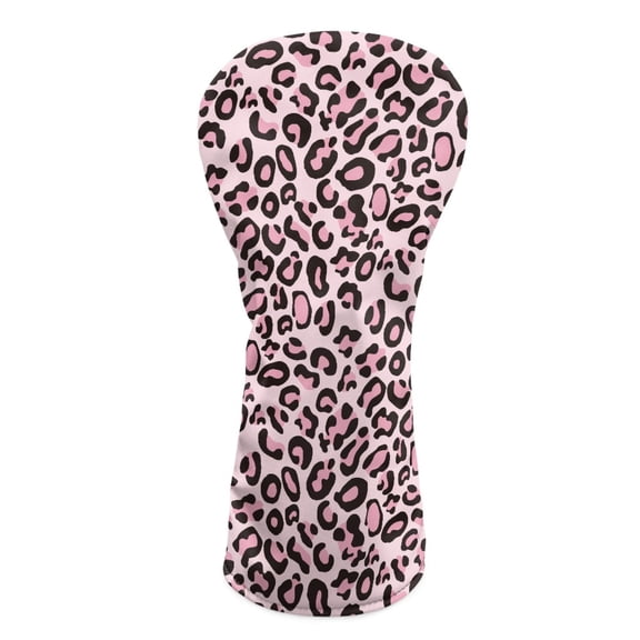 Yuyamidu Pink Leopard Print Golf Club Head Covers Fashion Golf Club Cover Accessories Waterproof PU Leather for Woods and Driver Fairway Hybrids