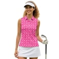 thumbnail image 1 of Yuyamidu Pink Leopard Print Sleeveless Shirt Golf Club Breathable Golf Shirts for Women Anti Wrinkle 3 Buttons Tennis Sports Tops Casual Trendy Athletic Shirts Size S, 1 of 7