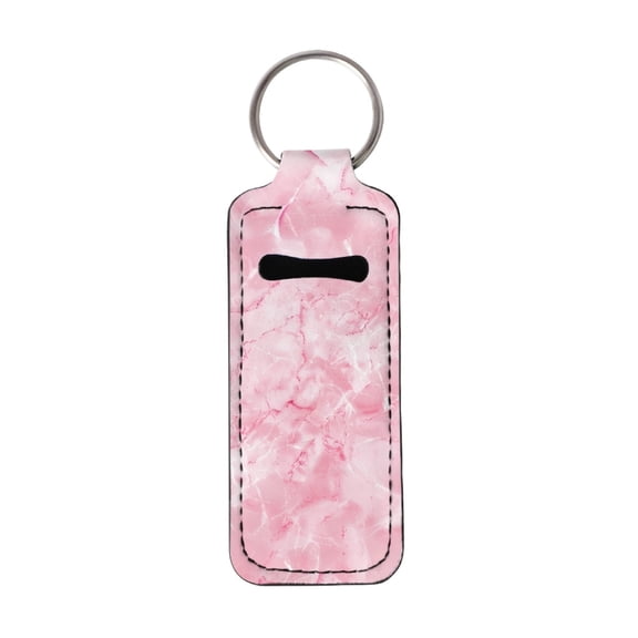 Yuyamidu Pink Marble Print Chapstick Holder Keychain Fashion Lip Balm Keychain Holder with Clip Lip Balm Pouch Lipstick Holder Chapstick for Women Girls