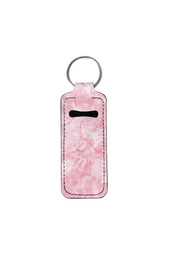 Pink Marble Print Chapstick Holder Keychain Fashion Lip Balm Keychain Holder with Clip Lip Balm Pouch Lipstick Holder Chapstick for Women Girls