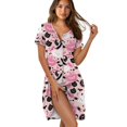 thumbnail image 1 of Yuyamidu Pink Nightgowns for Women Button Down Sleepwear Halloween Cat Ghost Print Lounge Dress Soft Crew Neck Pajama Dress Festival Sleepwear, 1 of 4