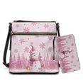 thumbnail image 1 of Yuyamidu Pink Snowman Women Crossbody Bag with Wallet, 2‑Piece PU Leather Shoulder Purse Adjustable Shoulder Strap, Ideal for Holiday Outings, Great Gifts, Lightweight for Daily Use, 1 of 8