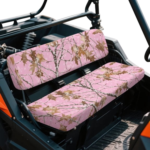 Yuyamidu Pink Wood UTV Bench Seat Covers Camouflage Hunting Ranger Seat Cover Adjustable Elastic Hem Four Wheeler Accessories Fit for Mule 3010 4x4 2008 2007 2006 2005 2004 2003 2002 2001