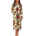 thumbnail image 1 of Yuyamidu Poinsettia Women's Long Robes with Front Zipper Casual Crewneck Bathrobes Christmas Robes Zippered Housecoat Size 3XL, Comfy Long Sleeve Sleepwear Nightgown, 1 of 7