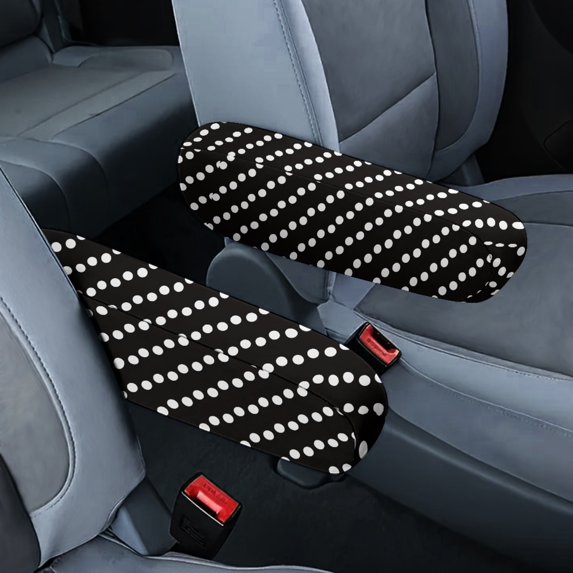 Yuyamidu Polka Dots Car Front Seat Armrest Cover 2 PCS Black Armrest Covers Accessories for Most Vehicles Reusable Car Armrest Handle Cover for Auto Decor