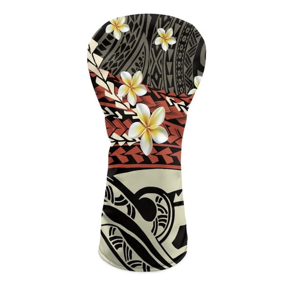 Yuyamidu Polynesia Hibiscus Golf Club Head Covers for Drivers, Fairway Woods, and Hybrids, Waterproof Leather Head Covers Women Golf Headcover with Soft Lining