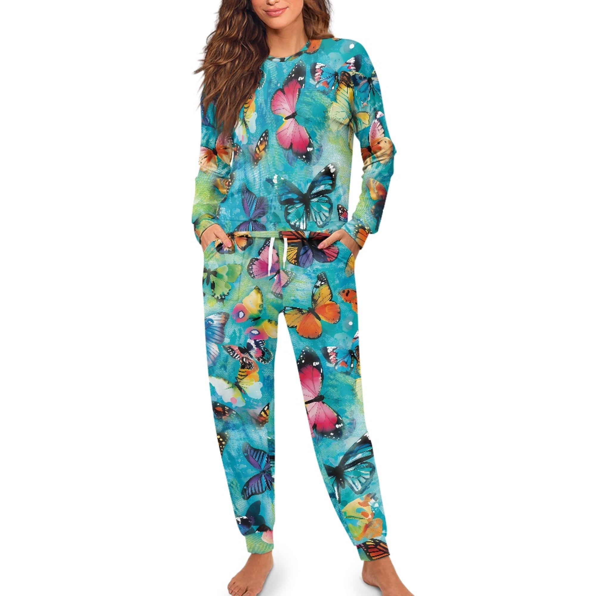 Yuyamidu Galaxy Pajama for Women Long Sleeve Nightwear Starry Sky Scoop  Neck Pjs Top Shirt and Pants Set of 2 Winter Fall Sleepwear Sets Daily Wear  Size L, Purple - Walmart.com