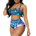 thumbnail image 1 of Yuyamidu Psychedelic Butterfly Women Swimsuits 2 Piece Bikini Set Tummy Control High Waisted Bathing Suits Size S Lightweight Beachwear Ruched Ruffle Tankini Swimming Suits, 1 of 6