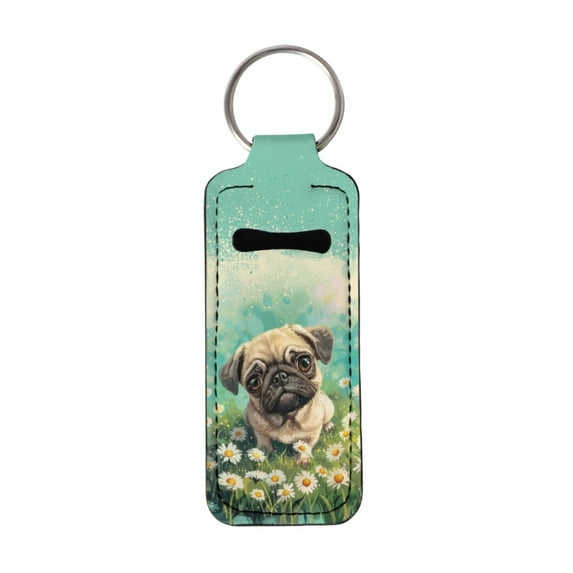 Yuyamidu Pug Chapstick Holder Keychain Daisy Chapstick Keychain Holder Pouch Reuseable Lip Gloss Accessories Novelty Lip Balm Holder Keep from Scratched and Dust, Green