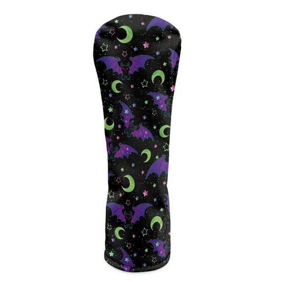 Yuyamidu Purple Bat Golf Club Head Covers Moon Star Driver Headcover, Fairway Wood Head Cover, Golf Hybrid Head Cover for Women Men, Halloween