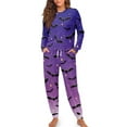 thumbnail image 1 of Yuyamidu Purple Bat Long Sleeve Pajamas for Women Set of 2 Halloween Loungewear Tops and Pants Casual Sleepwear Size 2XL Soft Pj Sets Womens Nightwear with Pockets, 1 of 7