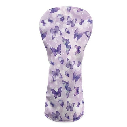 Yuyamidu Purple Butterfly Golf Club Head Covers PU Leather Driver Headcover, Fairway Wood Head Cover, Golf Hybrid Head Cover for Women