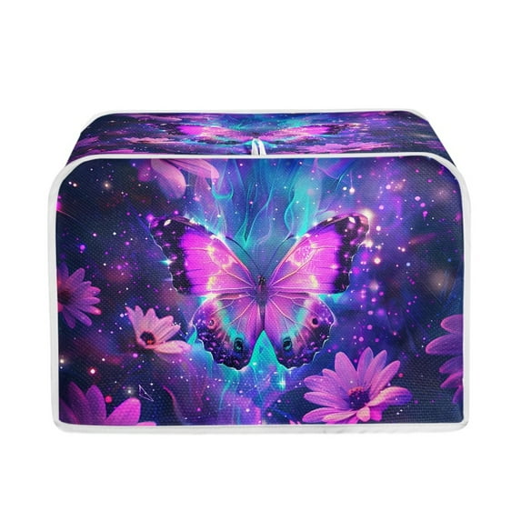 Yuyamidu Purple Butterfly Toaster Cover 4 Slice Flower Bread Maker Machine Dustproof Cover Washable Wide Slot Microwave Toaster Oven Cover for Kitchen Home Indoor
