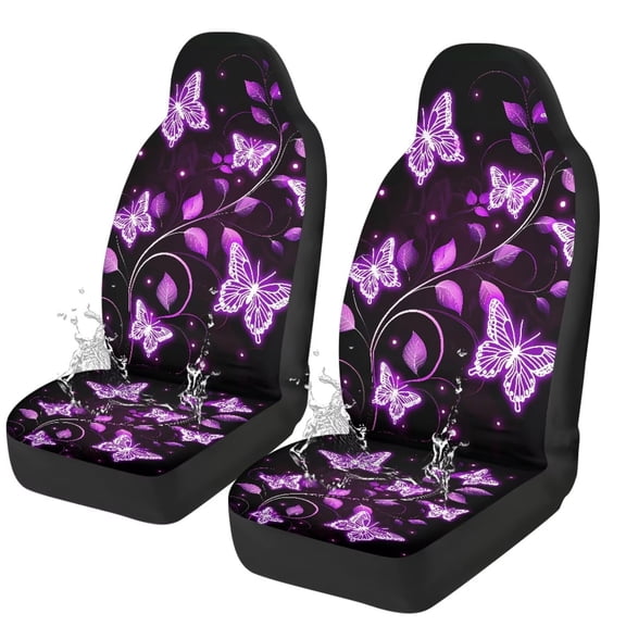 Yuyamidu Purple Butterfly Waterproof Car Seat Cover Easy to Install Car Front Seat Protector Breathable Front Seat Cover Anti Slip Universal for Cars Truck SUV Van